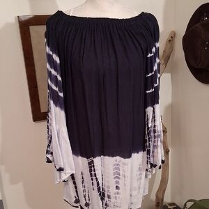 ETC Indigo and White Tie Dyed Women's Tunic